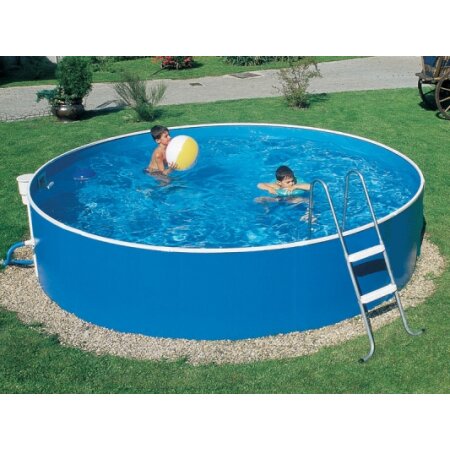 Schwimmbecken weiss und blau 3.60 m inkl. Leiter - OHNE Filteranlage