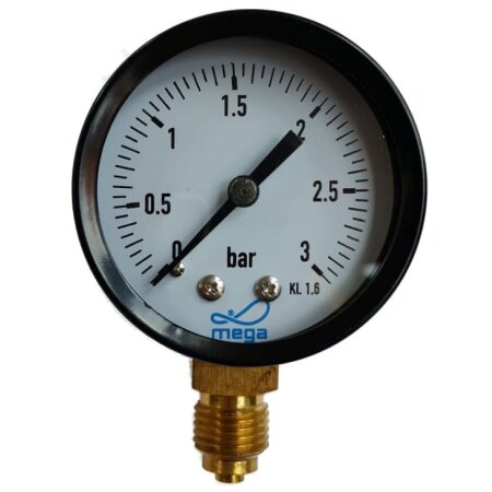 Manometer MEGA 50mm - 1/4 Zoll 0-3 bar