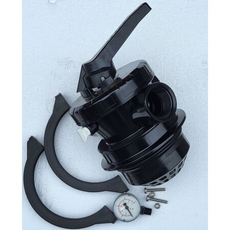 TOP Mount 4-Wegeventil mit Innengewinde 1 1/2" inkl. Klammer und Manometer