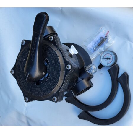 TOP Mount 6-Wegeventil mit Innengewinde 1 1/2" inkl. Klammer und Manometer