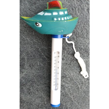 Schwimmbadthermometer mit lustigem Hai / Schiff
