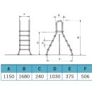 Hochbeckenleiter aus Edelstahl 2 x 3 Stufen