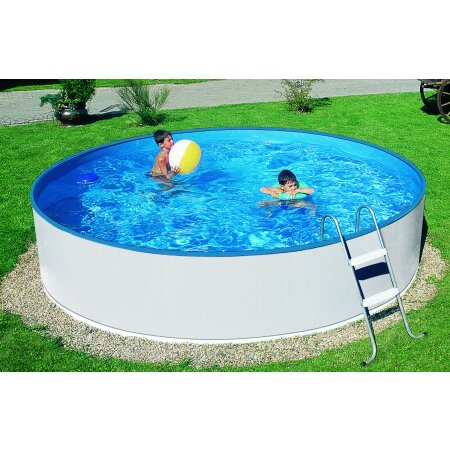 Schwimmbecken weiß Set 3.60 m x 0.90 m rund inkl. Leiter