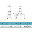 Halb- Hochbeckenleiter aus Edelstahl 3 + 1 Stufen