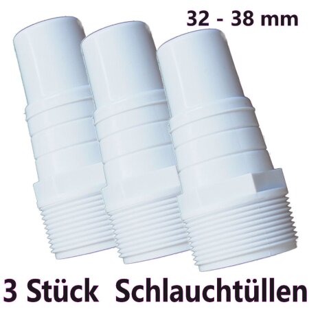 3 Stück Schlauchstutzen 1 1/2 Zoll AG - NW 38/32 mm