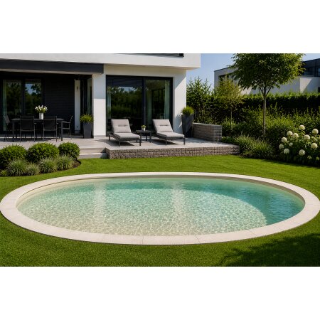 Auskleidung oval 7,00 m x 3,50 m  x 1,20 m Sand  0,8 mm