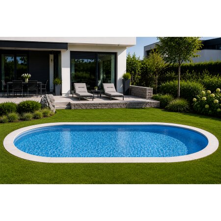 Auskleidung oval  7,00 m x 3,50 m x 1,20 m blau  0,8 mm