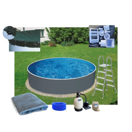 Komplett Set Schwimmbecken anthrazit 5.00 m x 1.20 m