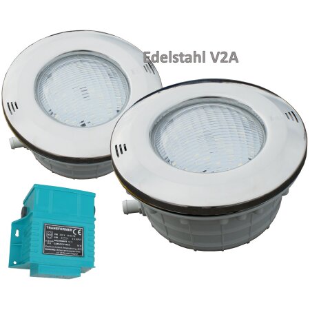 2 x LED - Unterwasserscheinwerfer Edelstahl inkl. Trafo